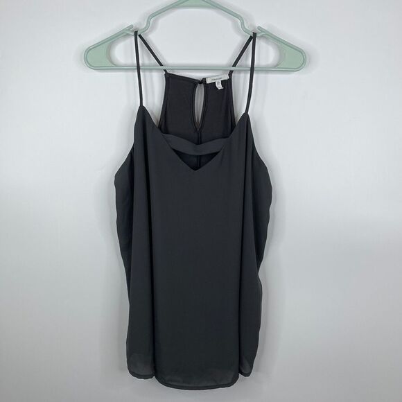 Maurices Womens Blouse Size L Gray‎ Top Racerback Strappy Layered - Picture 1 of 8